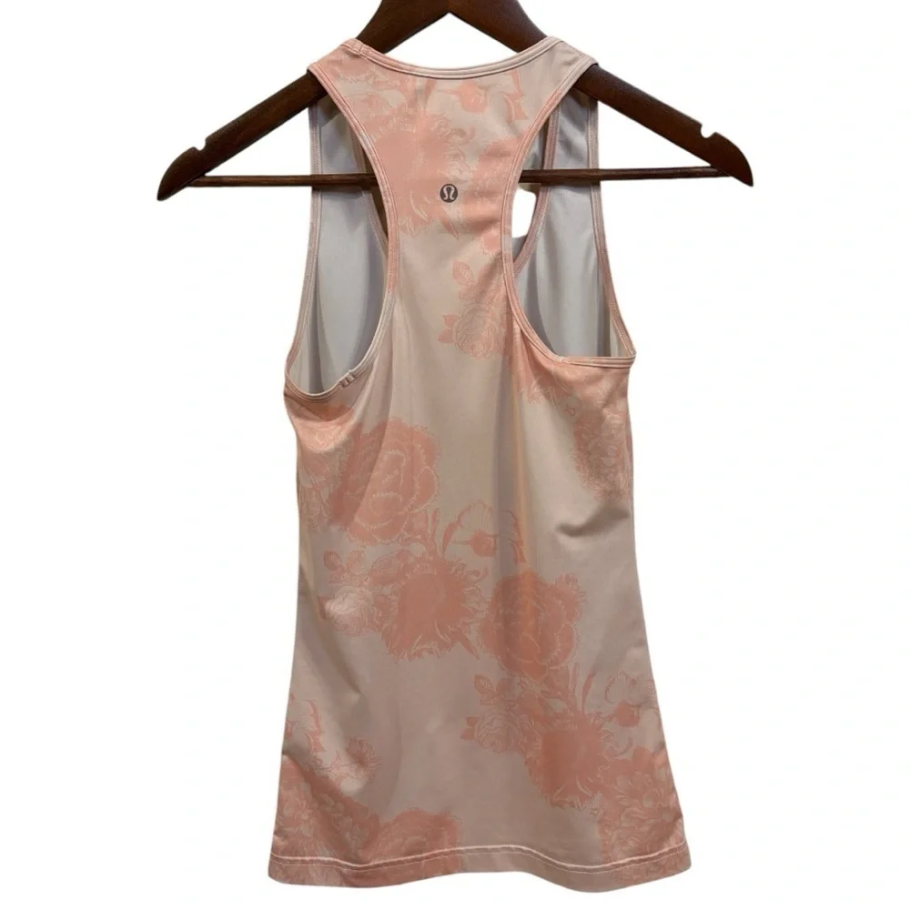 Lululemon Cool Racerback Tank Light Floral Pink Rose Size 8
